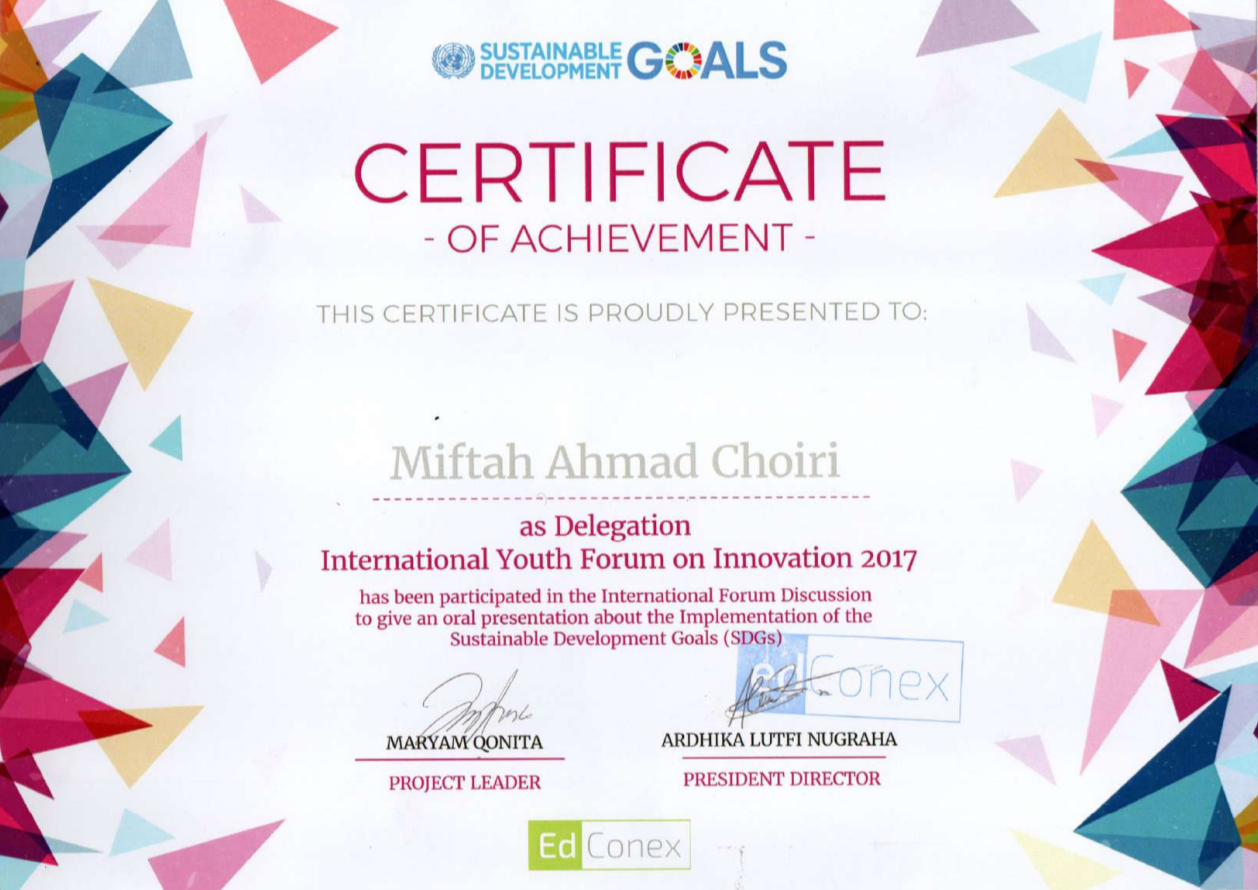 Delegation of International Youth Forum on Innovation 2017 at Singapore - issued by EdConex