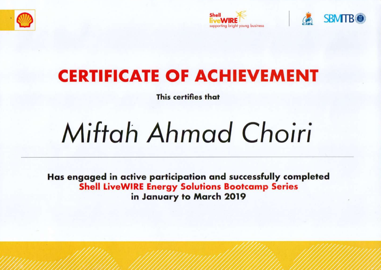 Participant of Shell LiveWIRE Energy Solutions Bootcamp Series - issued by Shell Company
