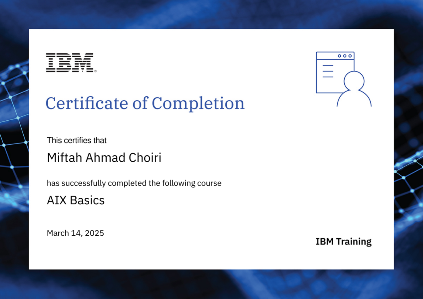 AIX Basics - issued by IBM Training