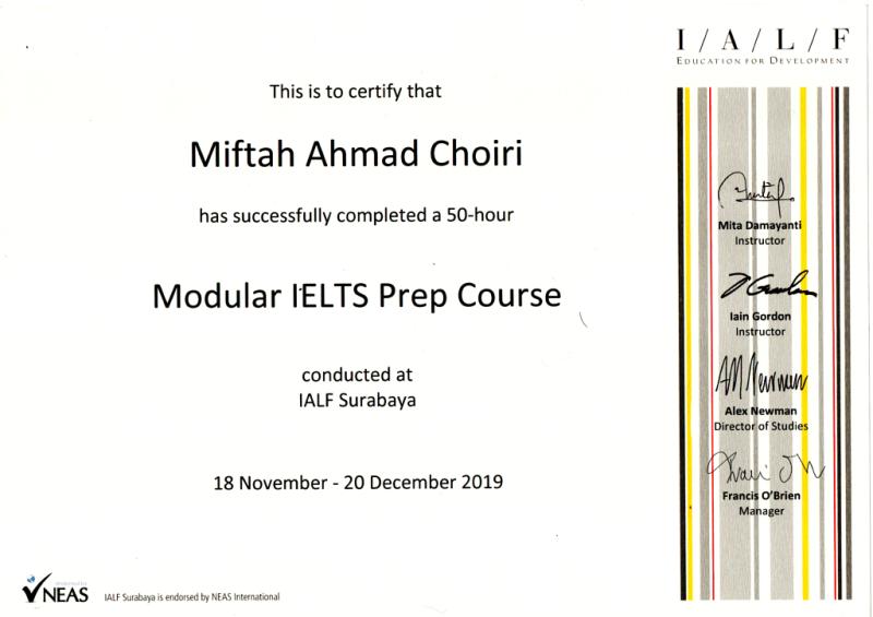 Modular IELTS Prep Course - issued by IALF Surabaya
