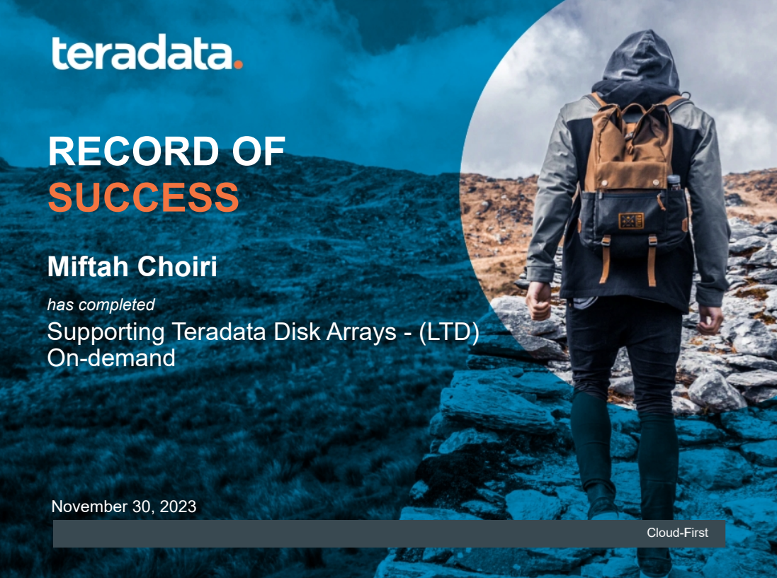 Supporting Teradata Disk Arrays (LTD) On-demand - issued by Teradata