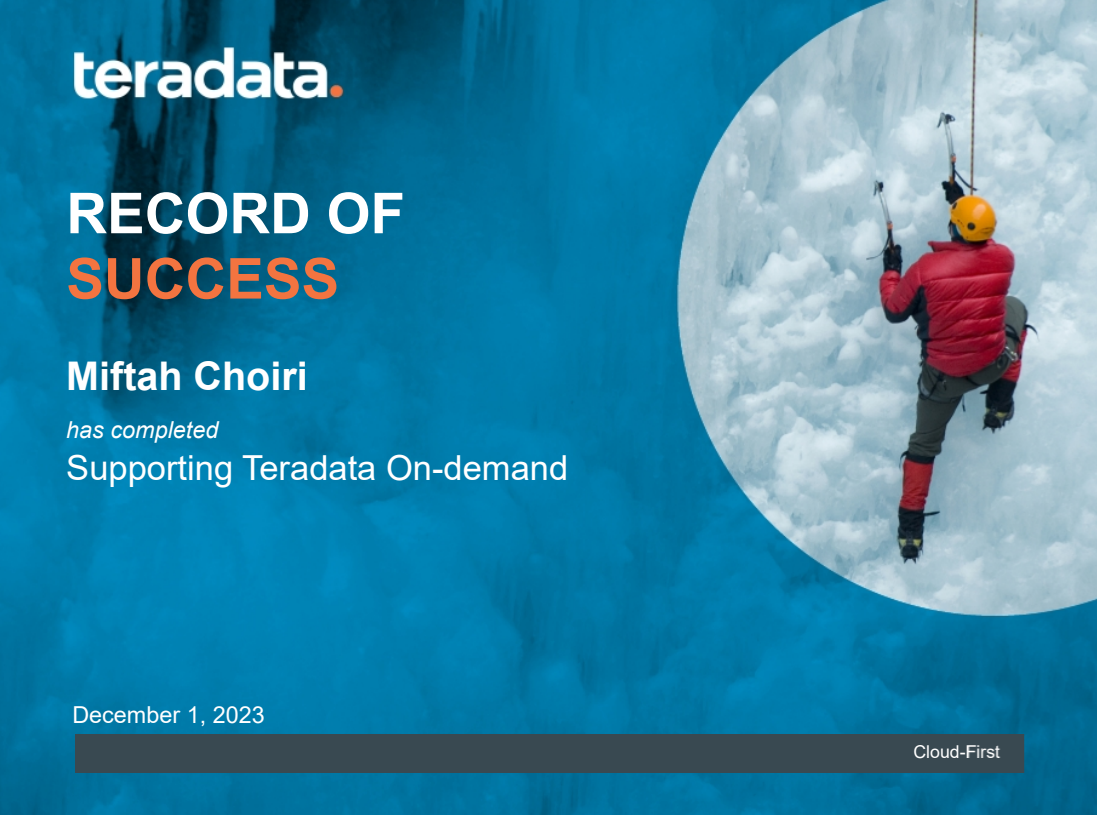 Supporting Teradata On-demand - issued by Teradata