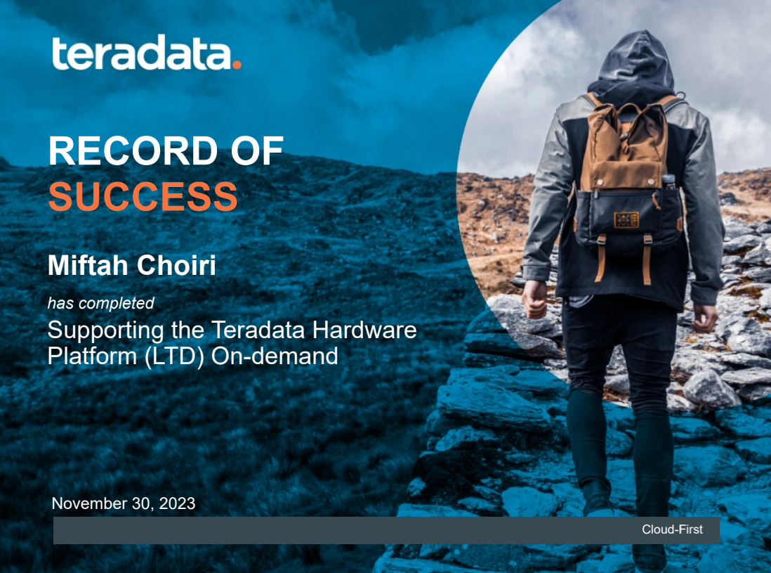 Supporting the Teradata Hardware Platform (LTD) On-Demand - issued by Teradata