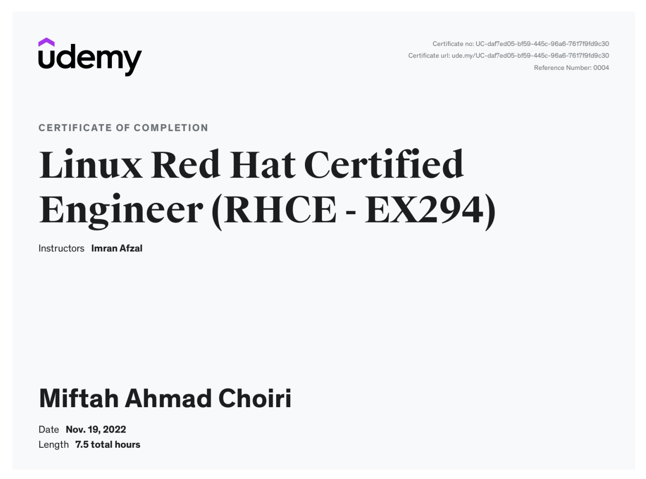 Linux RedHat Certified Engineer (RHCE-EX294) - issued by Udemy